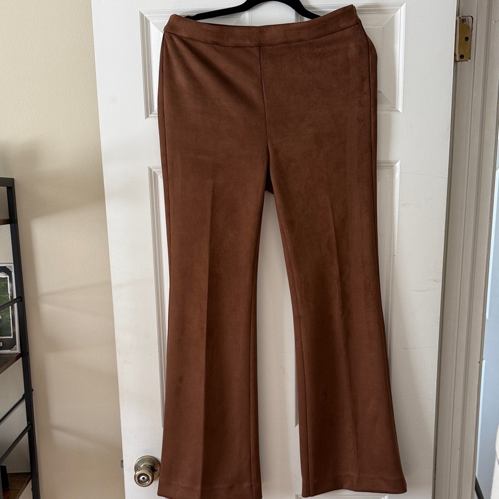 Elegant Brown Suede Women's Pants